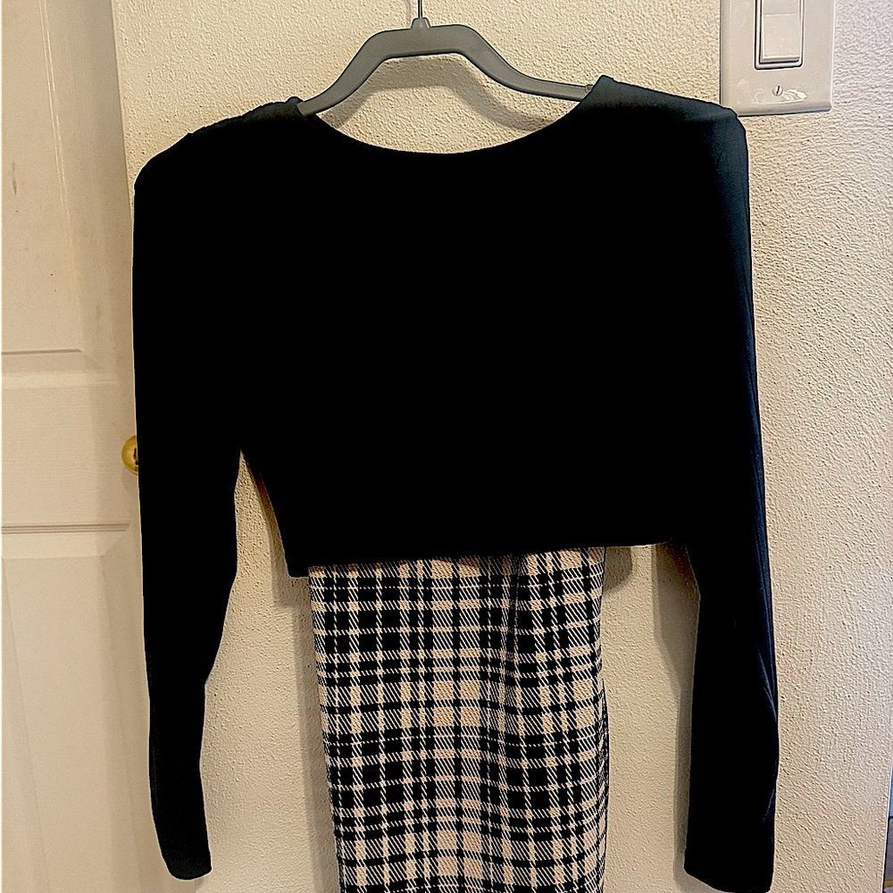 Elegant Black and Plaid Women's Dress
